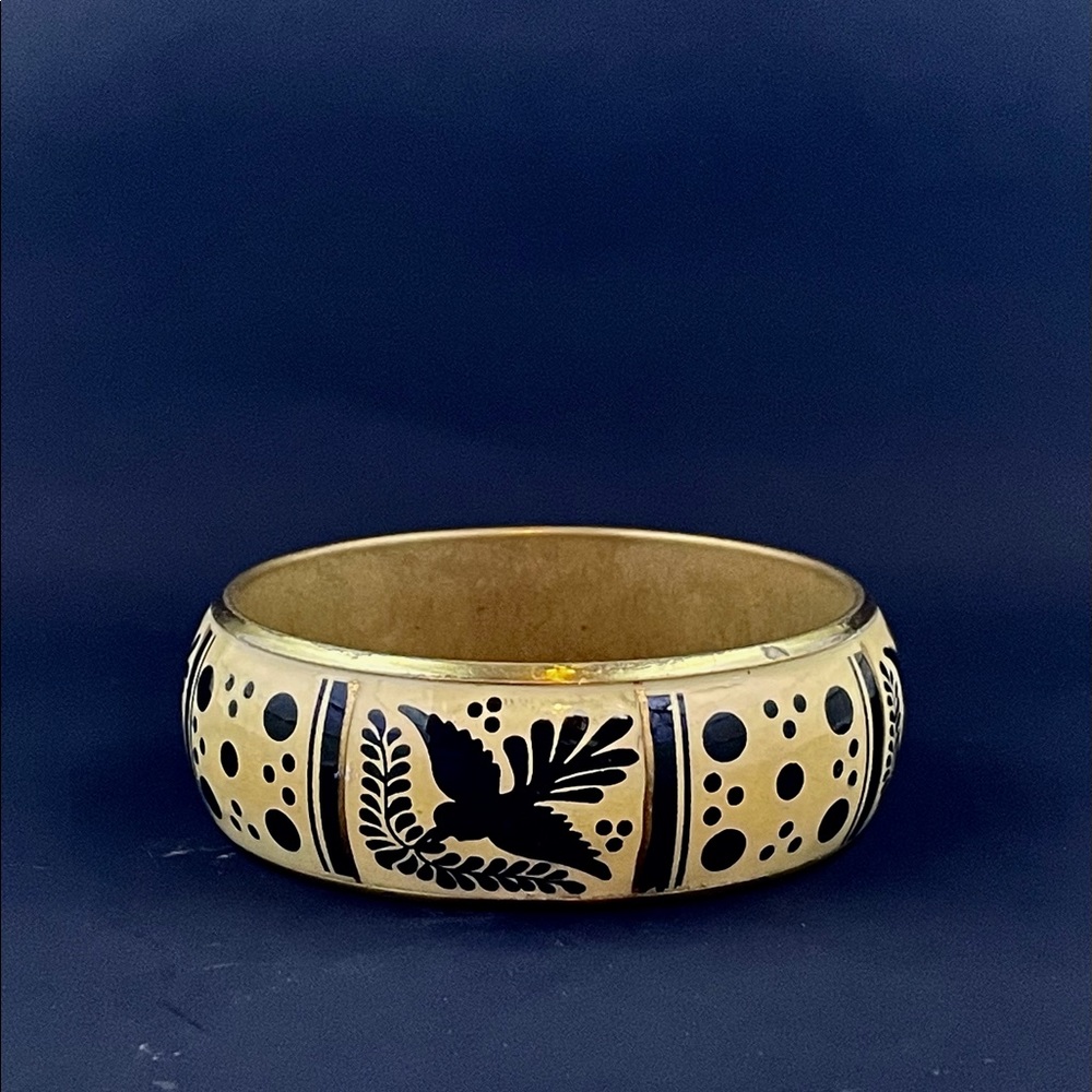VTG Boho Bird Resin Plastic & Brass Bangle